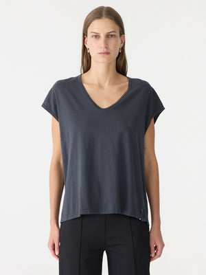 Fine Bind Scoop Neck Tank Washed Navy