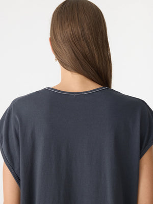 Fine Bind Scoop Neck Tank Washed Navy