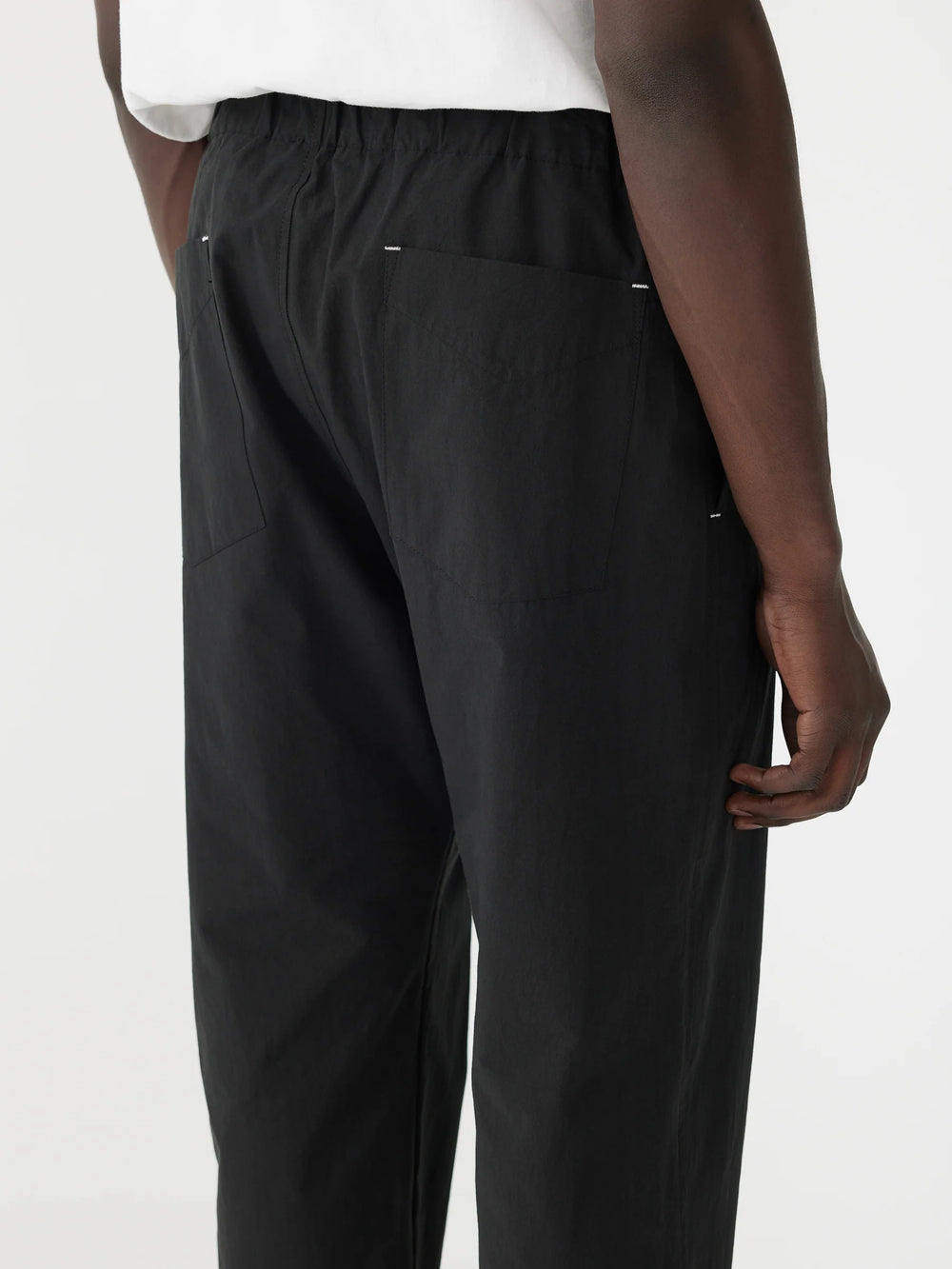 Crushed Cotton Pull On Pant Black