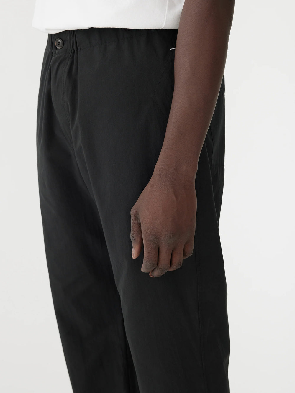 Crushed Cotton Pull On Pant Black