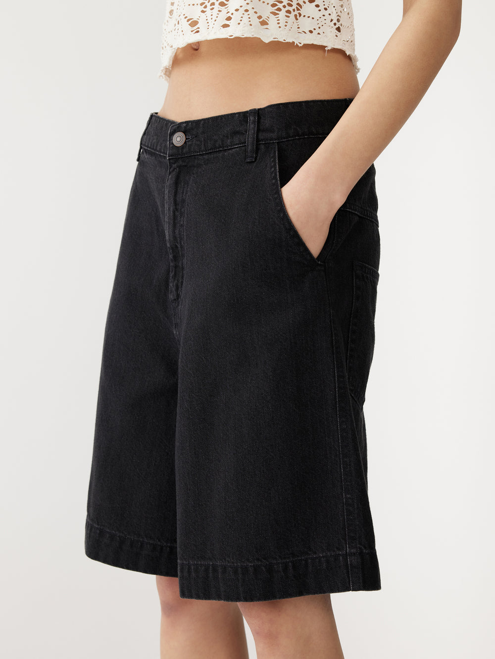 Denim Bermuda Short Washed Black