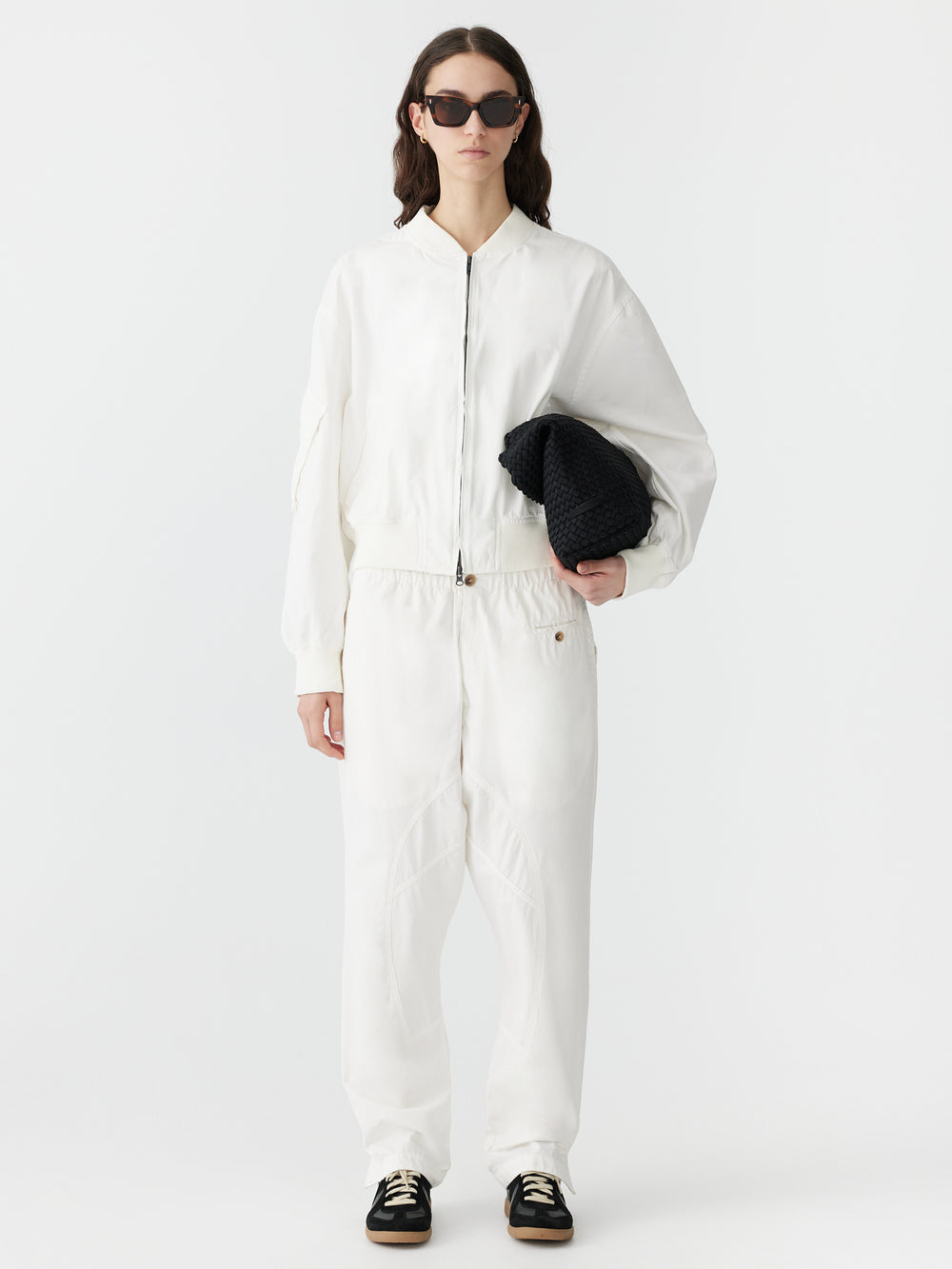 Voluminous Cotton Canvas Pant White