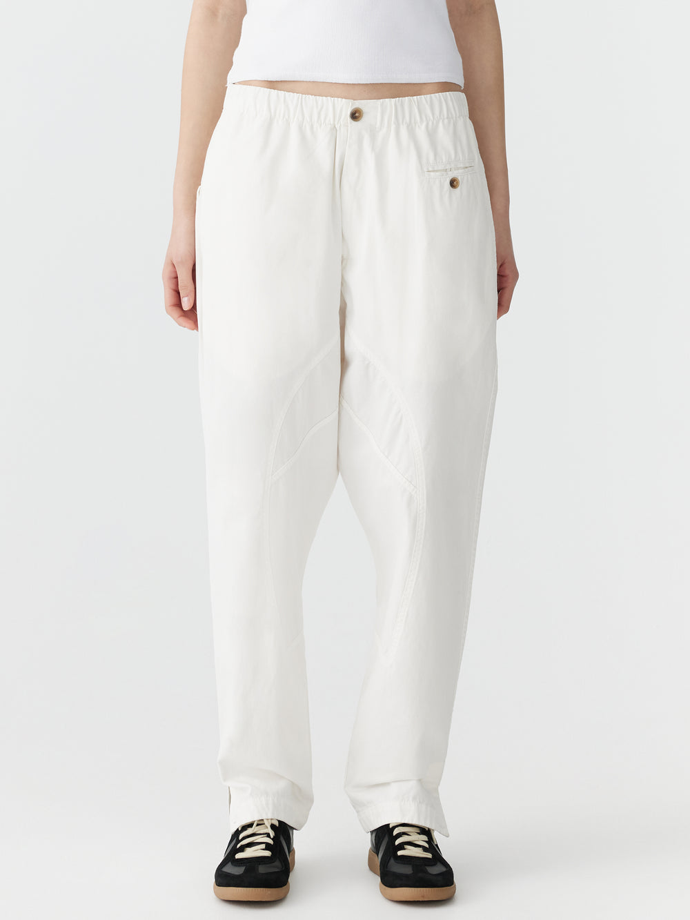 Voluminous Cotton Canvas Pant White