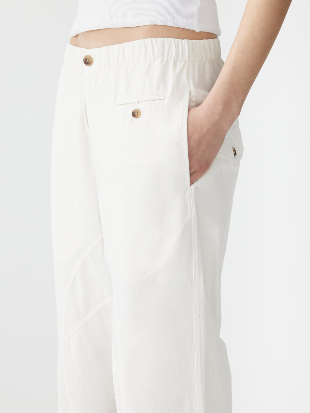 Voluminous Cotton Canvas Pant White