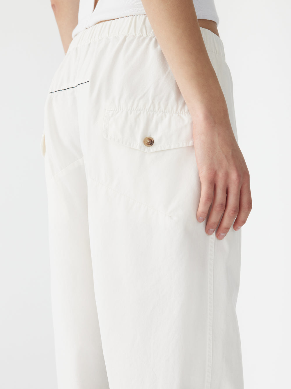 Voluminous Cotton Canvas Pant White