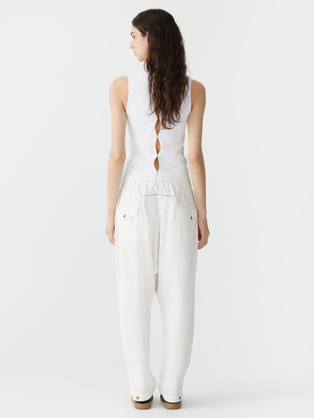 Voluminous Cotton Canvas Pant White