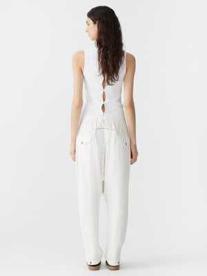 Voluminous Cotton Canvas Pant White