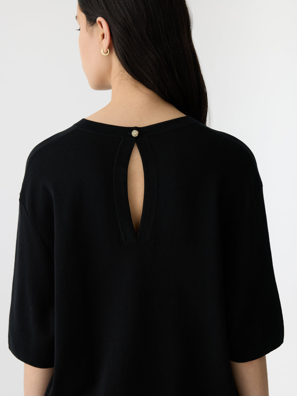 Mercerised Cotton Knit T Shirt Black
