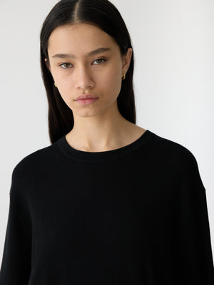 Mercerised Cotton Knit T Shirt Black