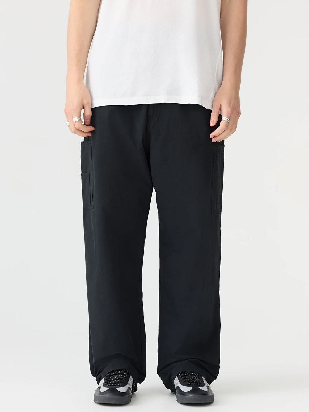 Crushed Cotton Utility Pant Black