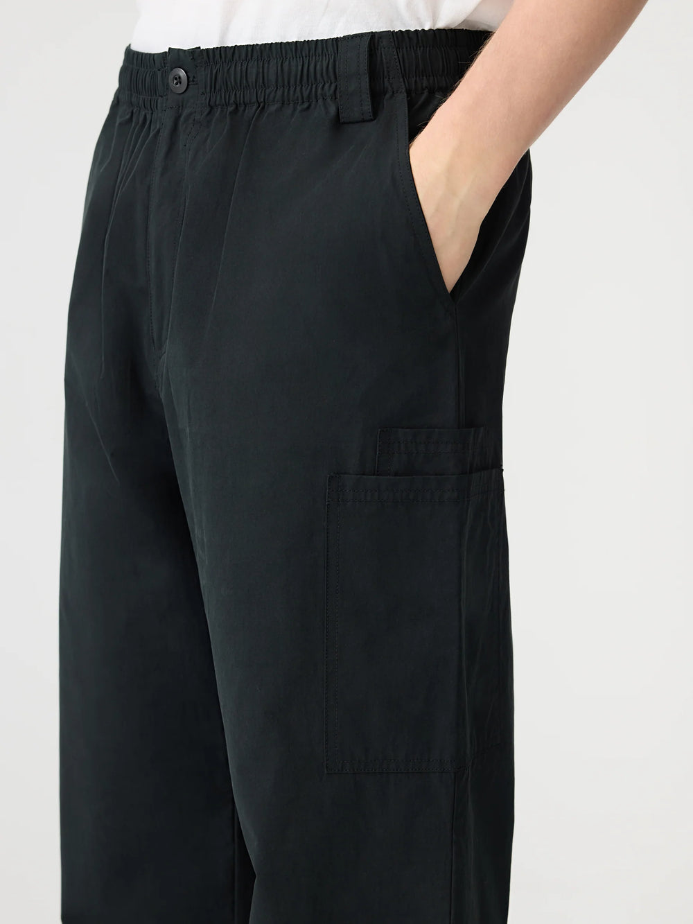 Crushed Cotton Utility Pant Black