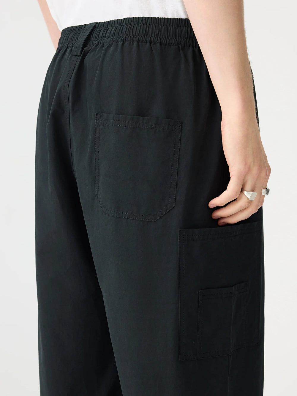 Crushed Cotton Utility Pant Black