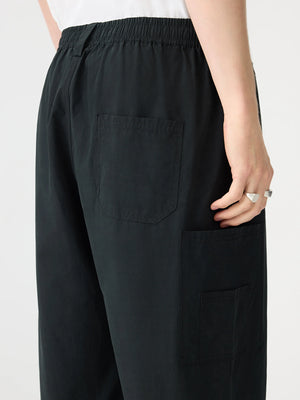 Crushed Cotton Utility Pant Black