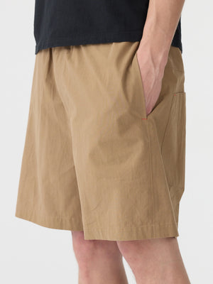 Crushed Cotton Pull On Short Dark Tan