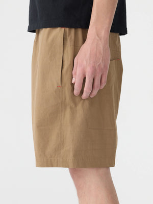 Crushed Cotton Pull On Short Dark Tan