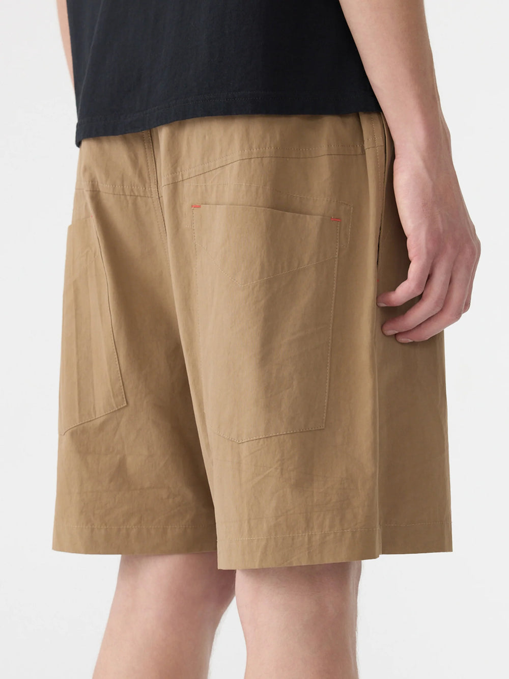 Crushed Cotton Pull On Short Dark Tan