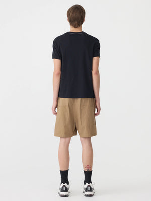 Crushed Cotton Pull On Short Dark Tan