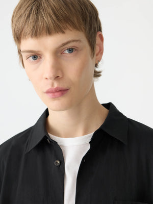 Crushed Cotton Short Sleeve Shirt Black