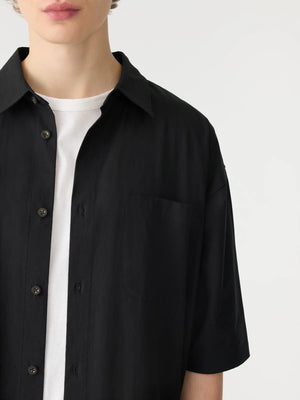 Crushed Cotton Short Sleeve Shirt Black