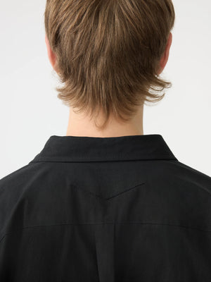 Crushed Cotton Short Sleeve Shirt Black