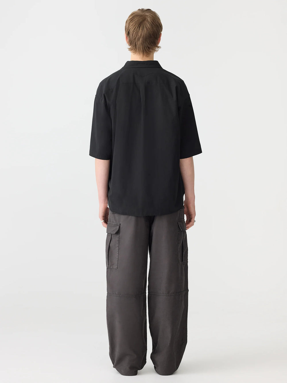 Crushed Cotton Short Sleeve Shirt Black
