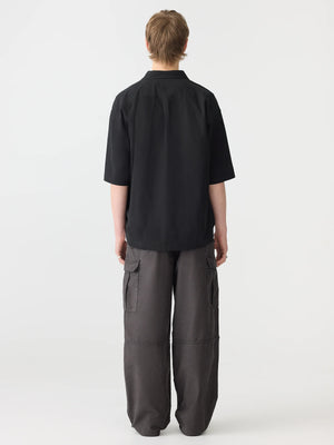 Crushed Cotton Short Sleeve Shirt Black