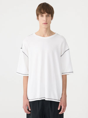French Terry Short Sleeve Boxy T-Shirt White / Black