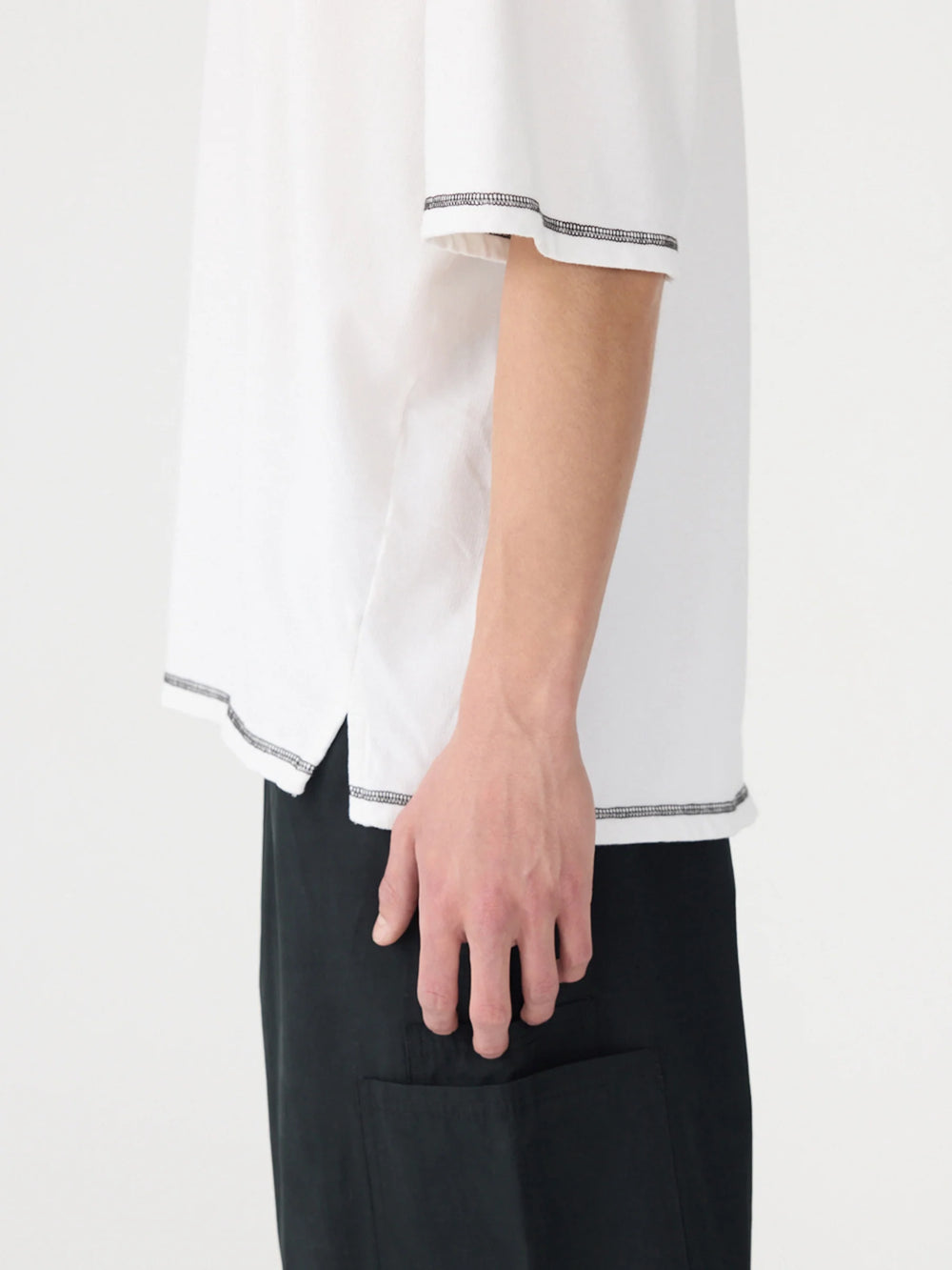 French Terry Short Sleeve Boxy T-Shirt White / Black