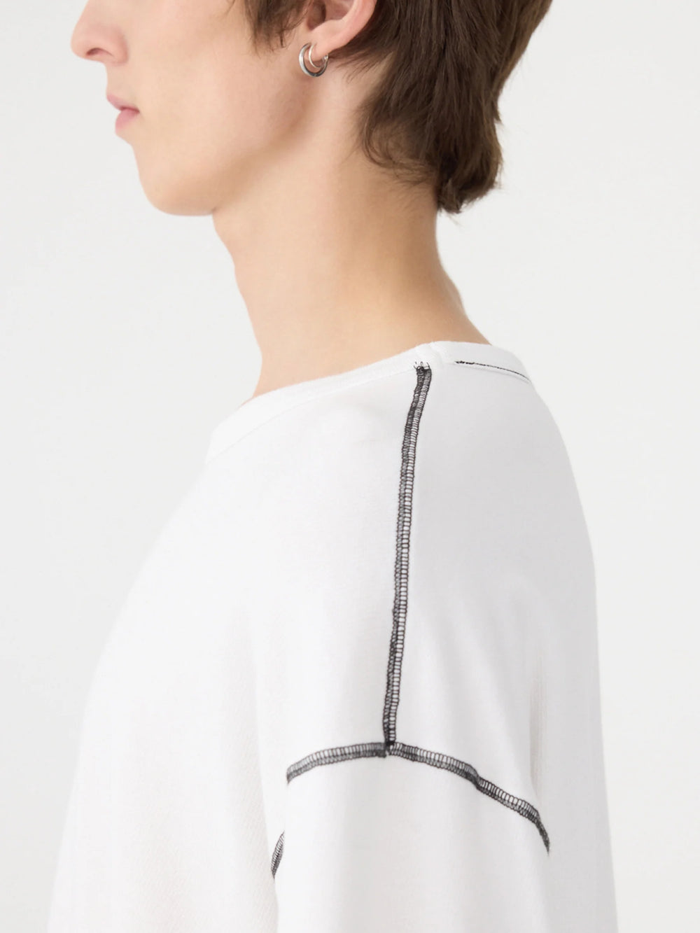 French Terry Short Sleeve Boxy T-Shirt White / Black