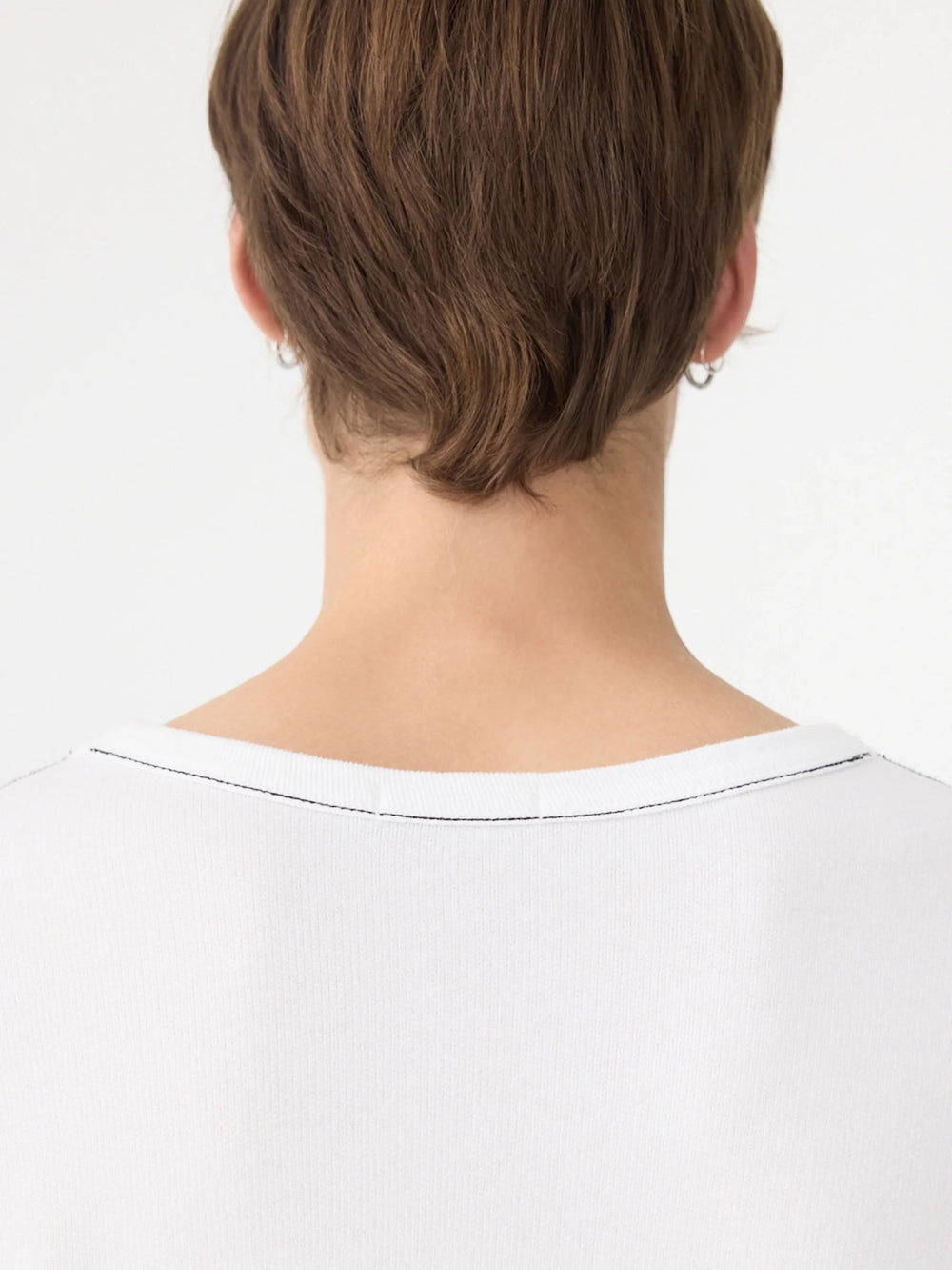 French Terry Short Sleeve Boxy T-Shirt White / Black