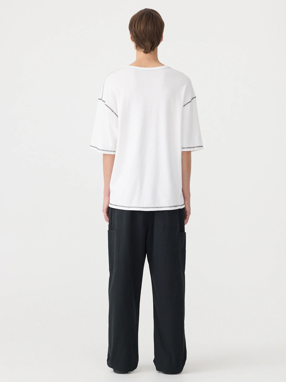 French Terry Short Sleeve Boxy T-Shirt White / Black