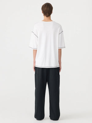 French Terry Short Sleeve Boxy T-Shirt White / Black