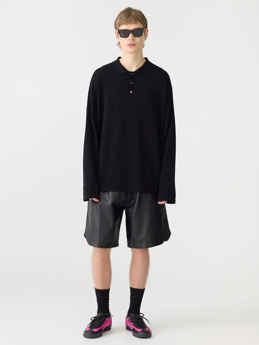 Leather Basketball Short Black