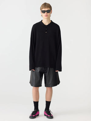 Leather Basketball Short Black