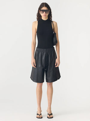 Leather Basketball Short Black