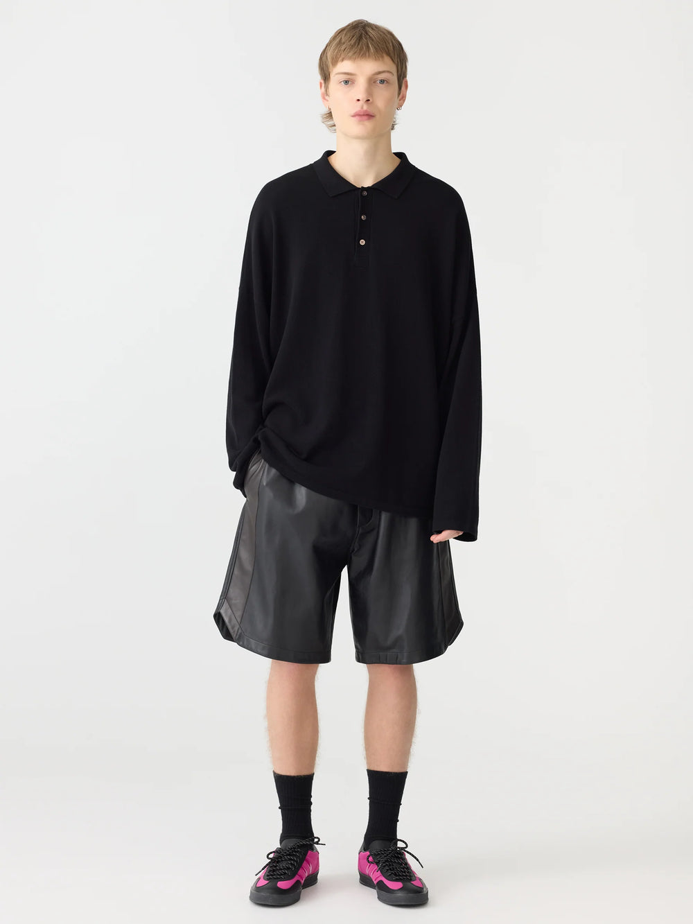 Leather Basketball Short Black