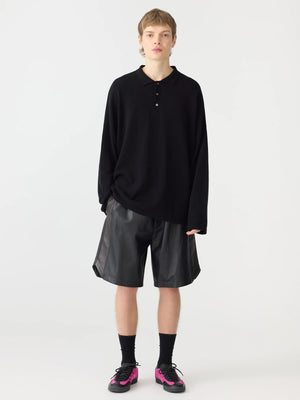 Leather Basketball Short Black