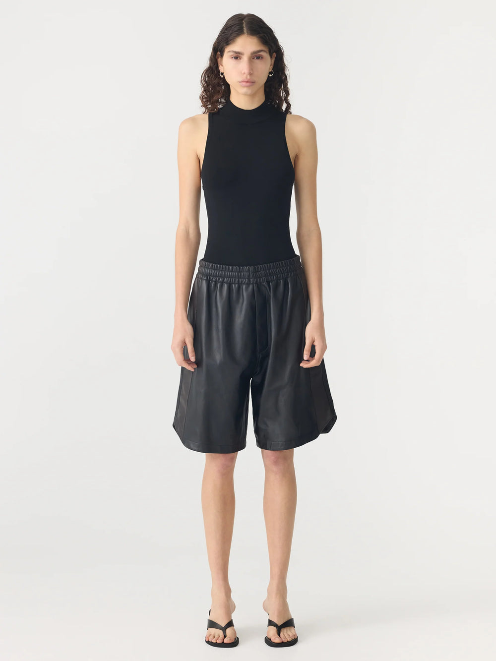 Leather Basketball Short Black
