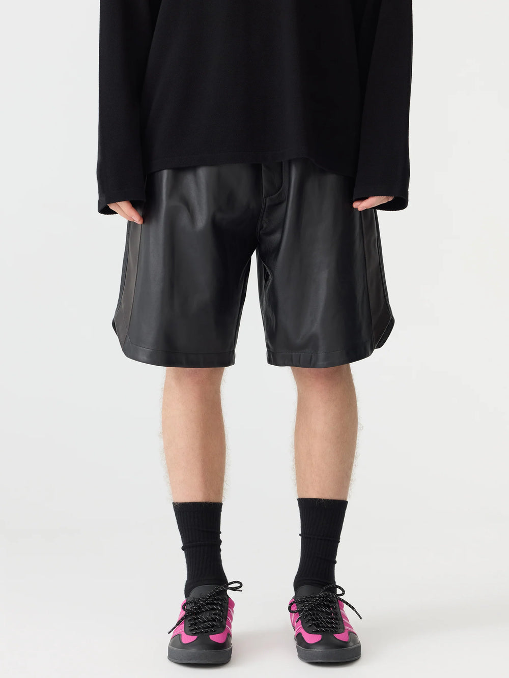 Leather Basketball Short Black