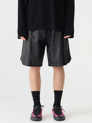 Leather Basketball Short Black