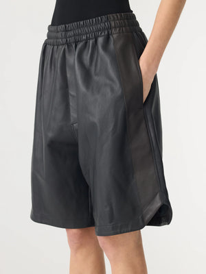 Leather Basketball Short Black