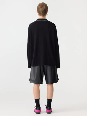 Leather Basketball Short Black