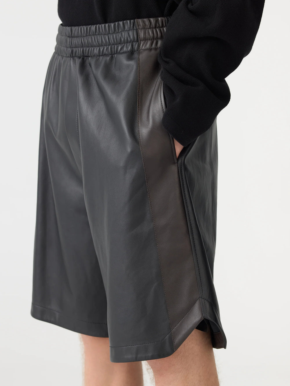 Leather Basketball Short Black