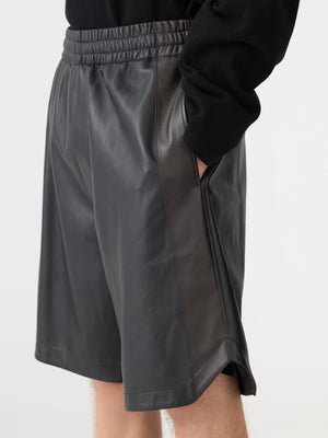 Leather Basketball Short Black