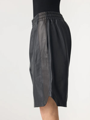 Leather Basketball Short Black