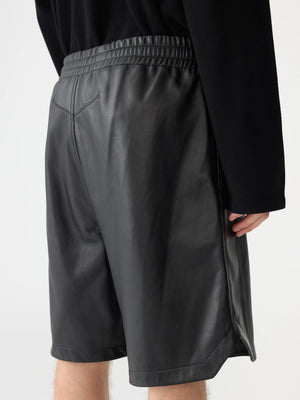 Leather Basketball Short Black