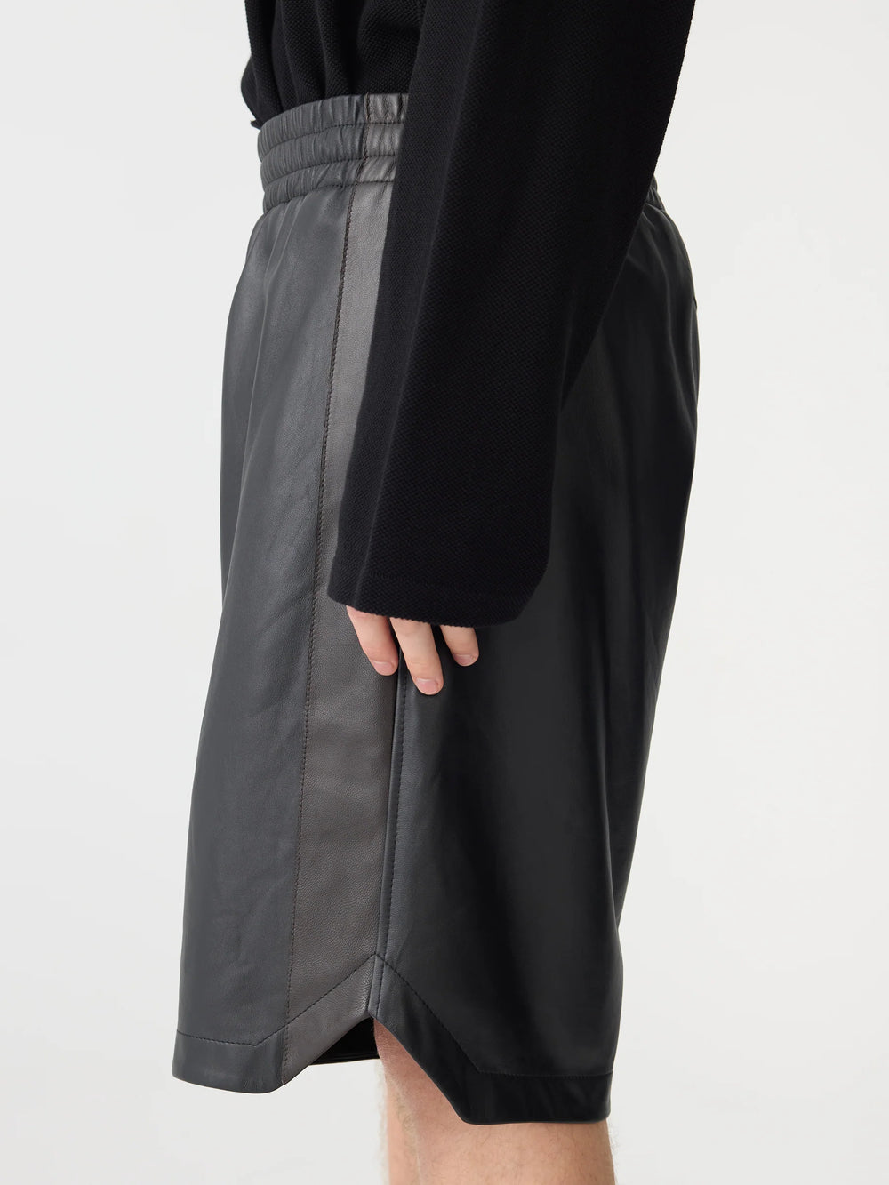 Leather Basketball Short Black