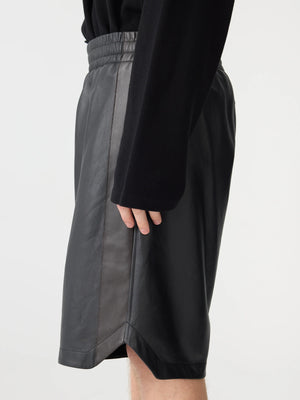Leather Basketball Short Black
