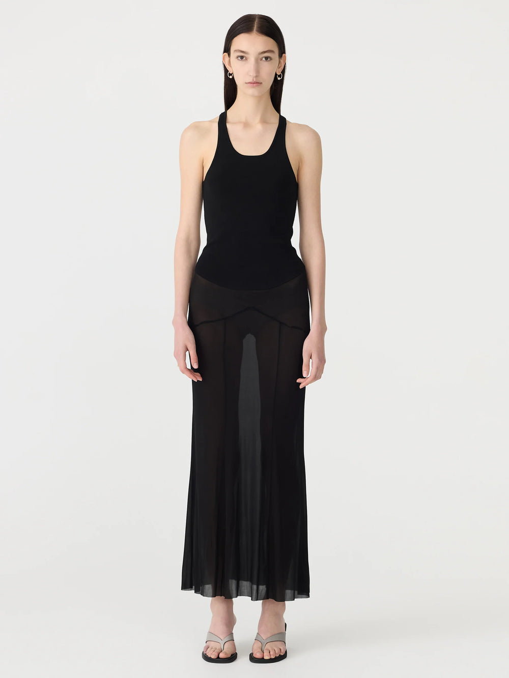 Black Sheer Panelled Skirt