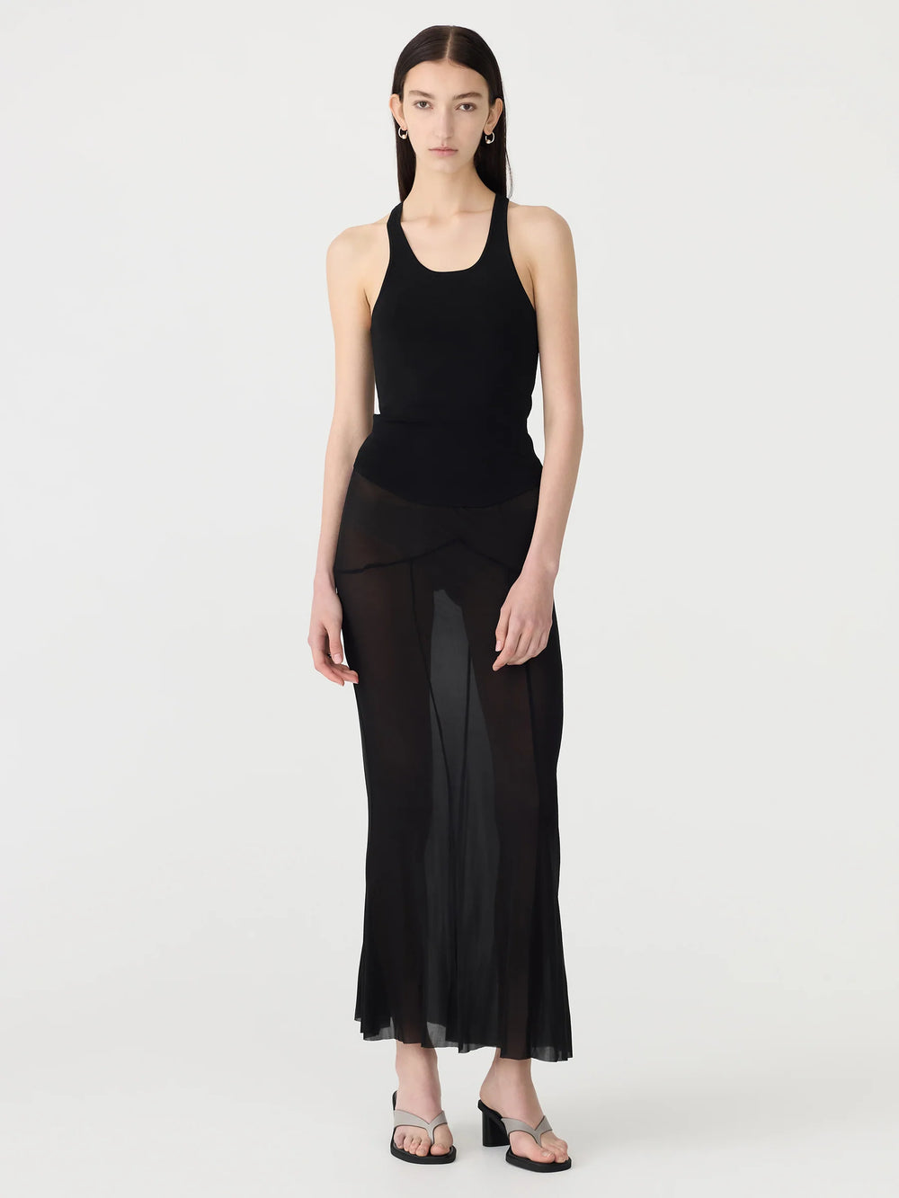 Black Sheer Panelled Skirt